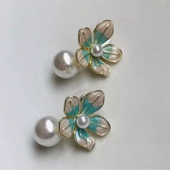 Flower pearl earrings N793 - Picture 1 of 5